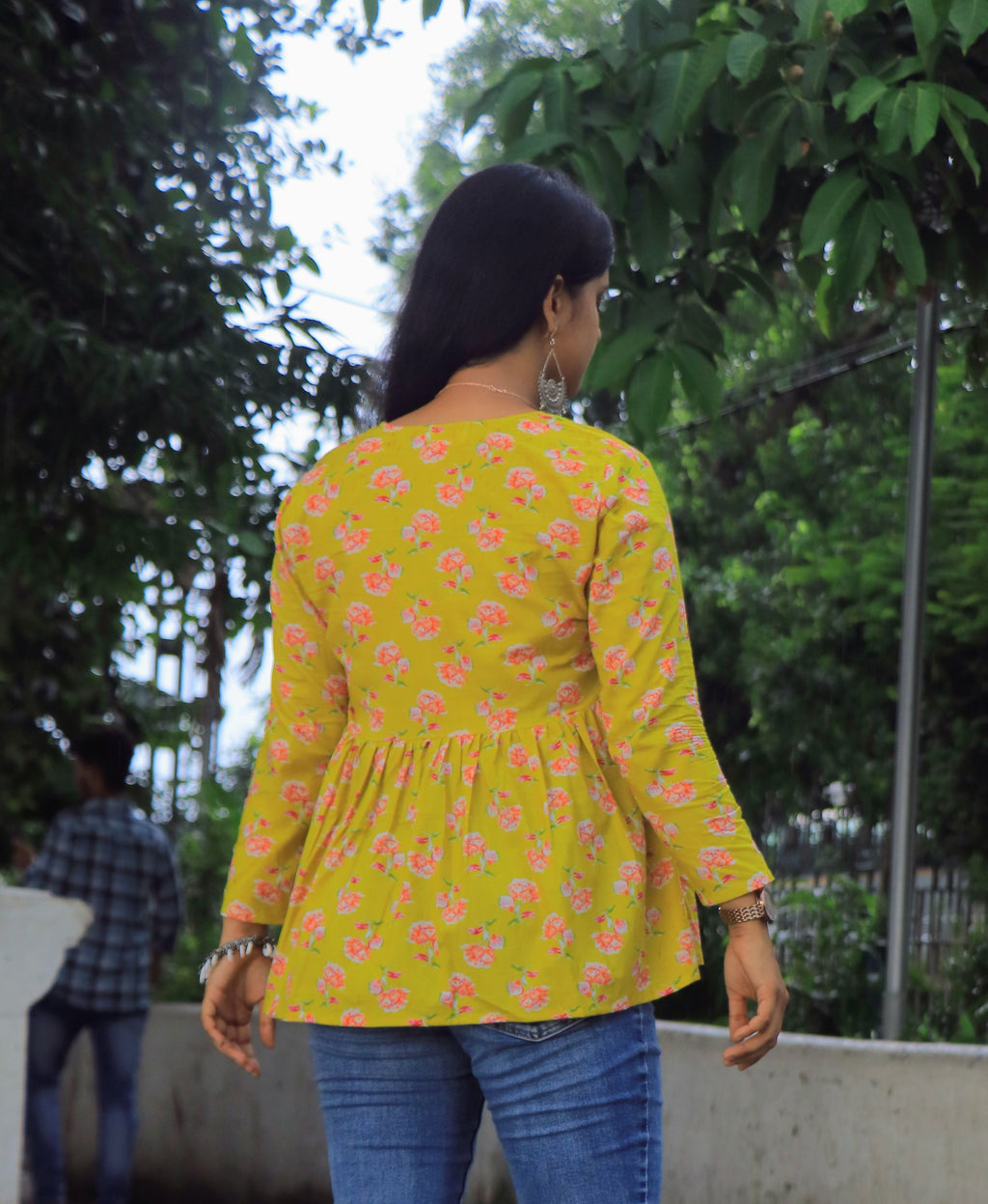 Yellow Lotus(Full sleeves Peplum Top)