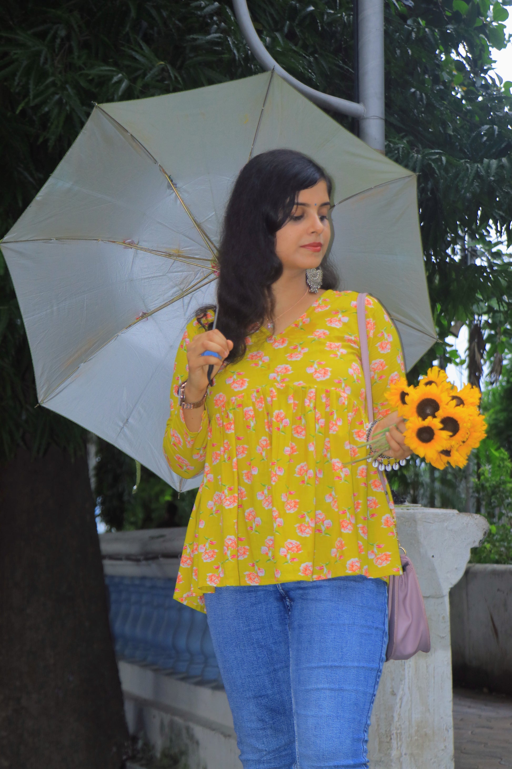 Yellow Lotus(Full sleeves Peplum Top)