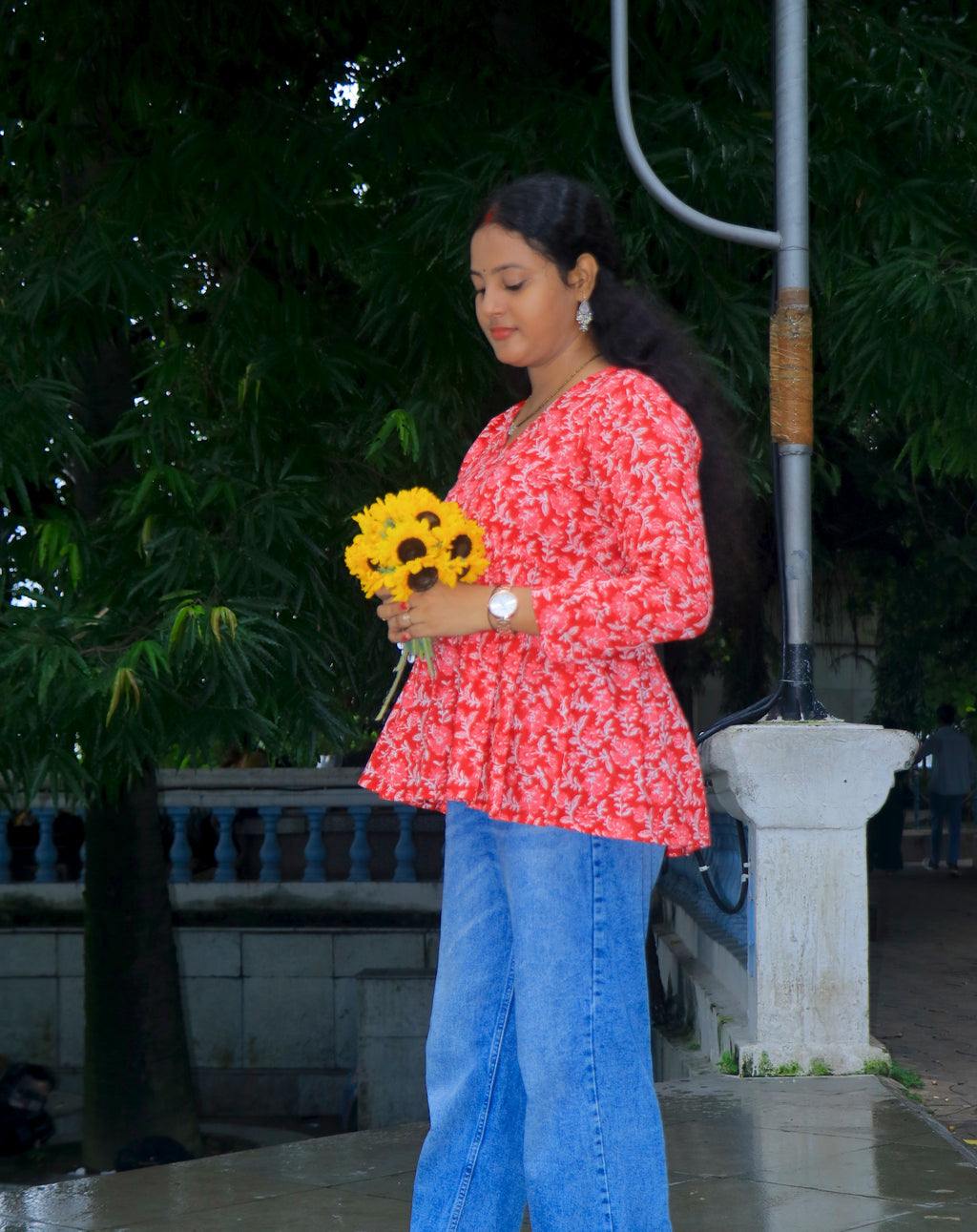 Red Lotus(Full sleeves Peplum top)