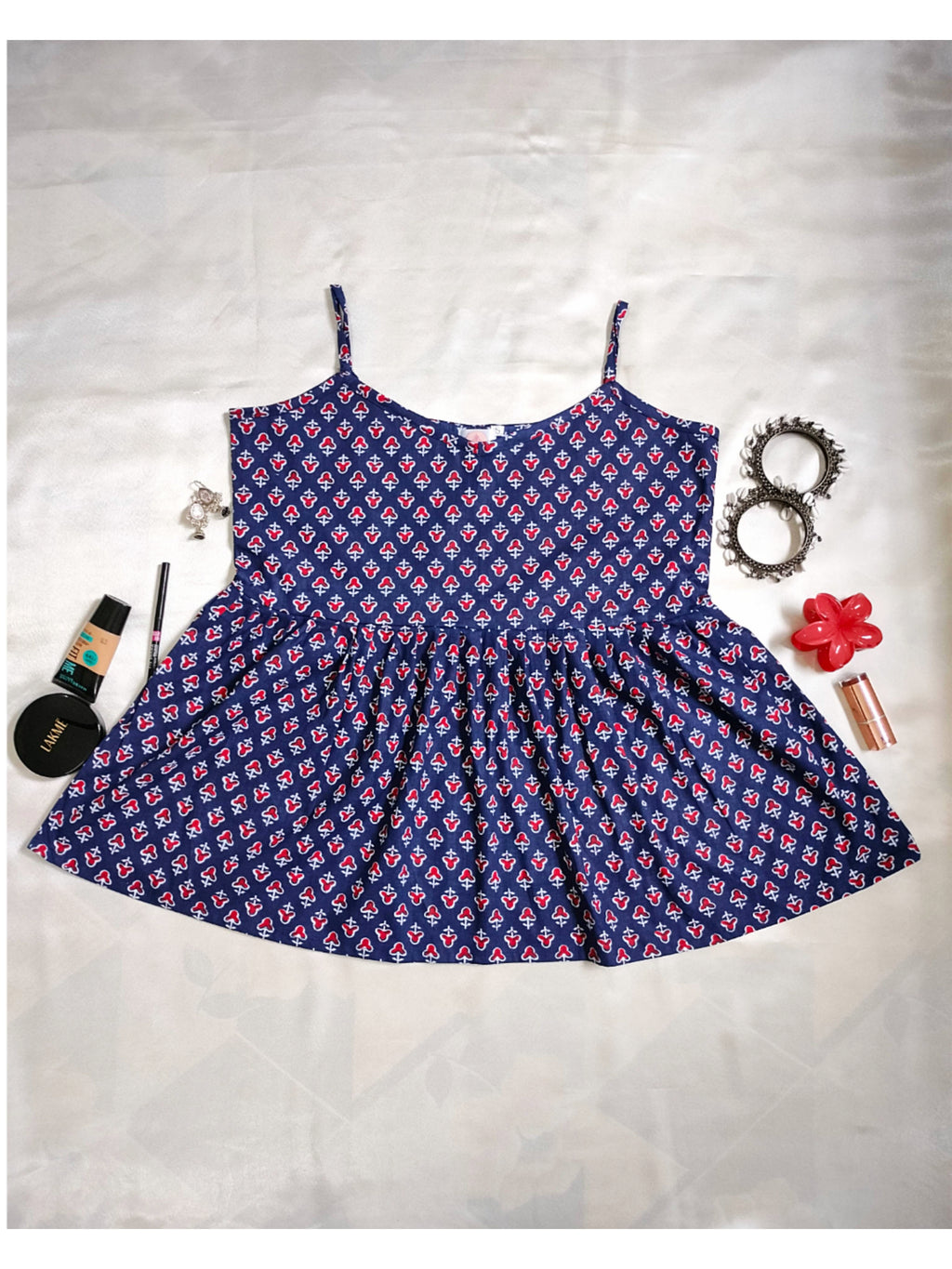 Pankh(navy blue Straps short kurti)