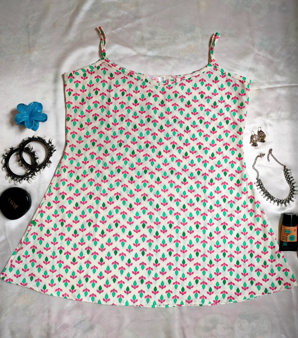 Pankhuri (Floral strap short kurti )