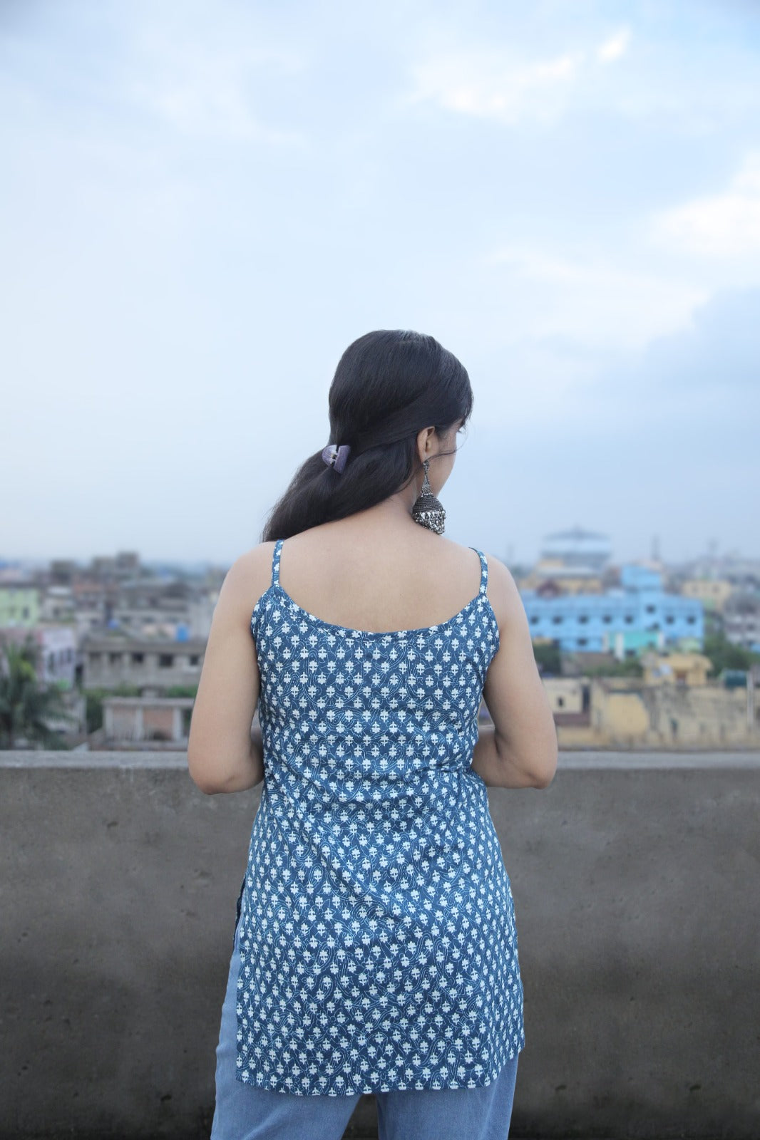 Blue Rose( sleeveless short kurti)