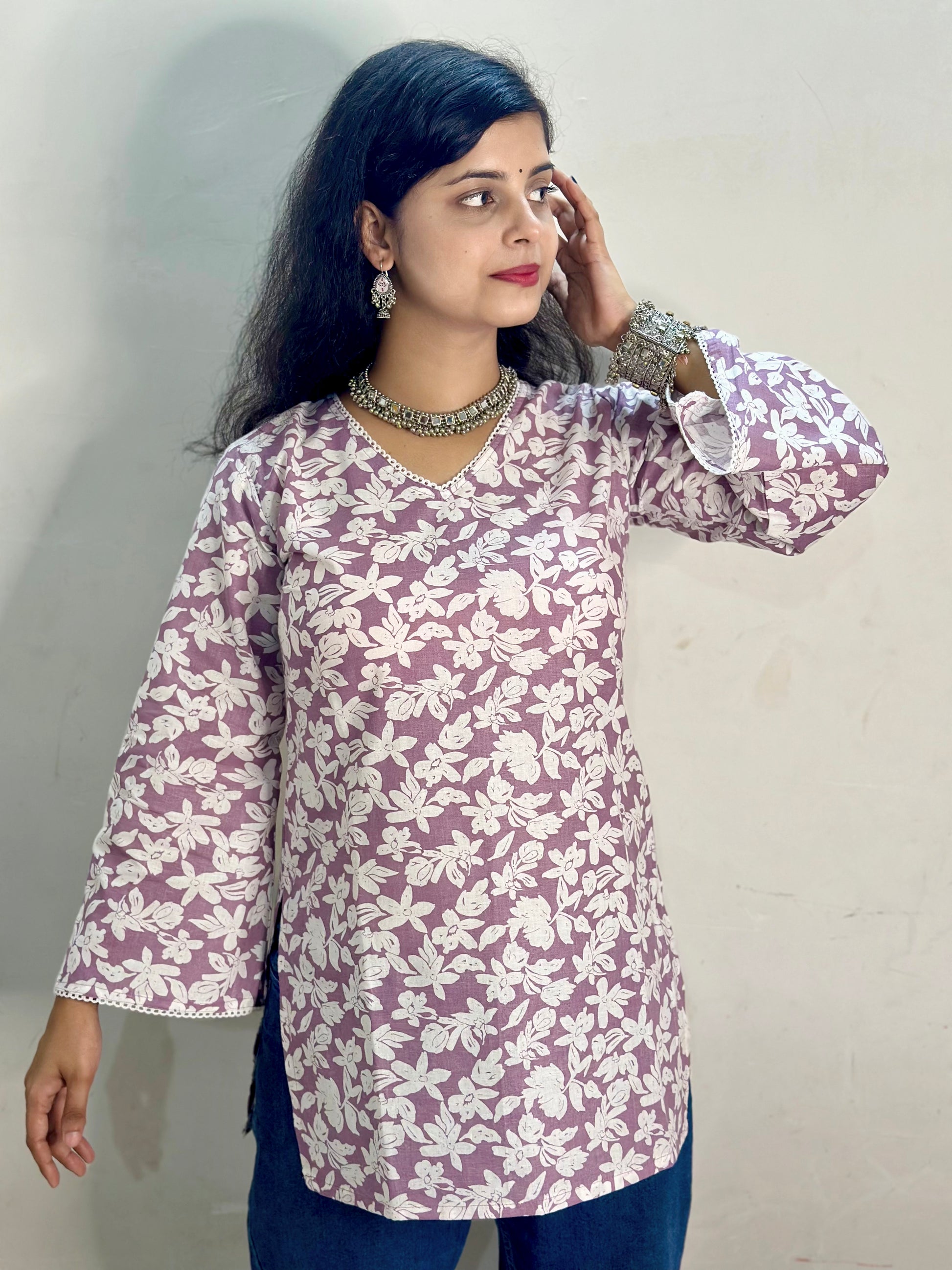Charming Lavender Floral Kurti