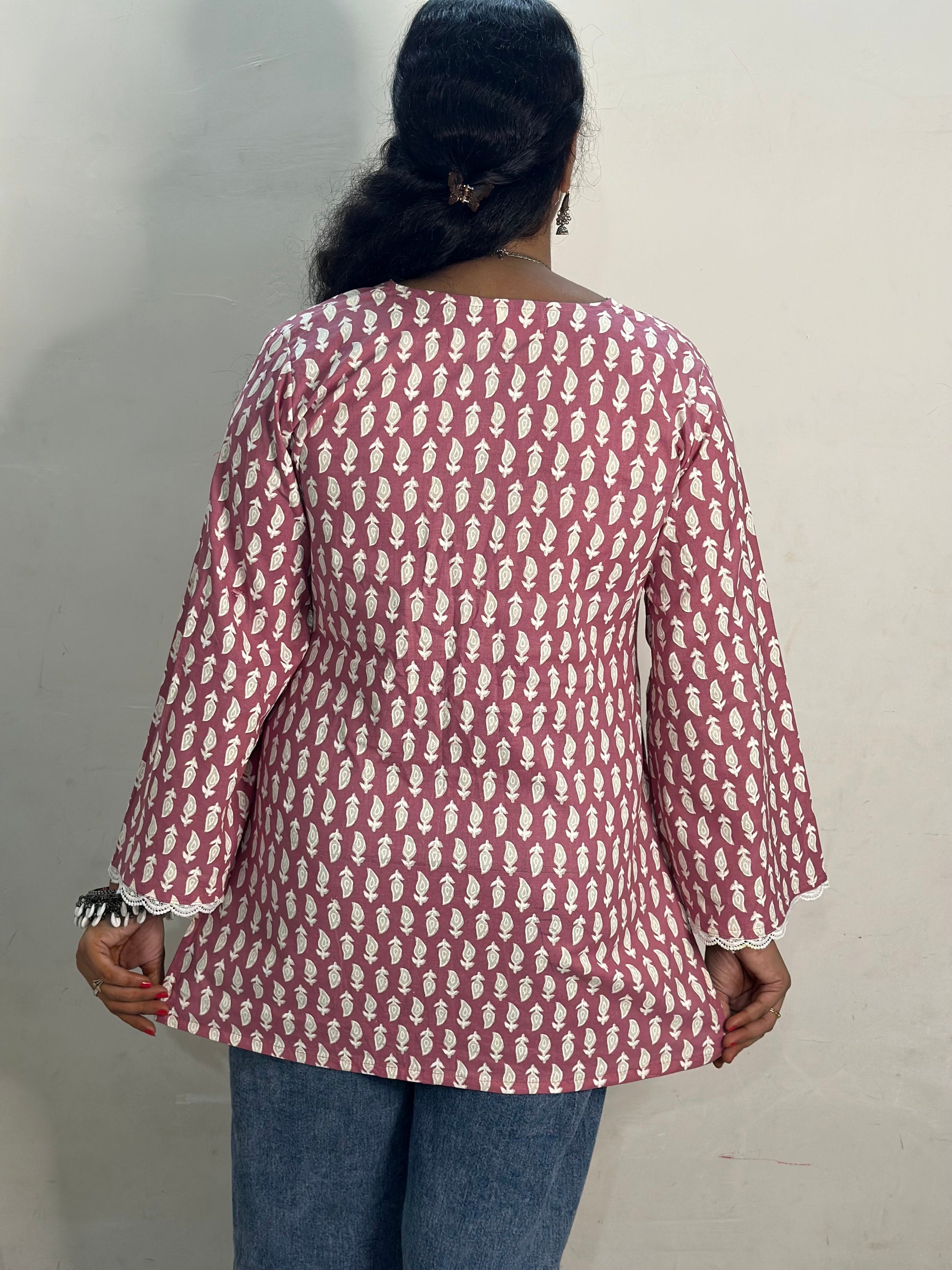 pink base with white leaf prints