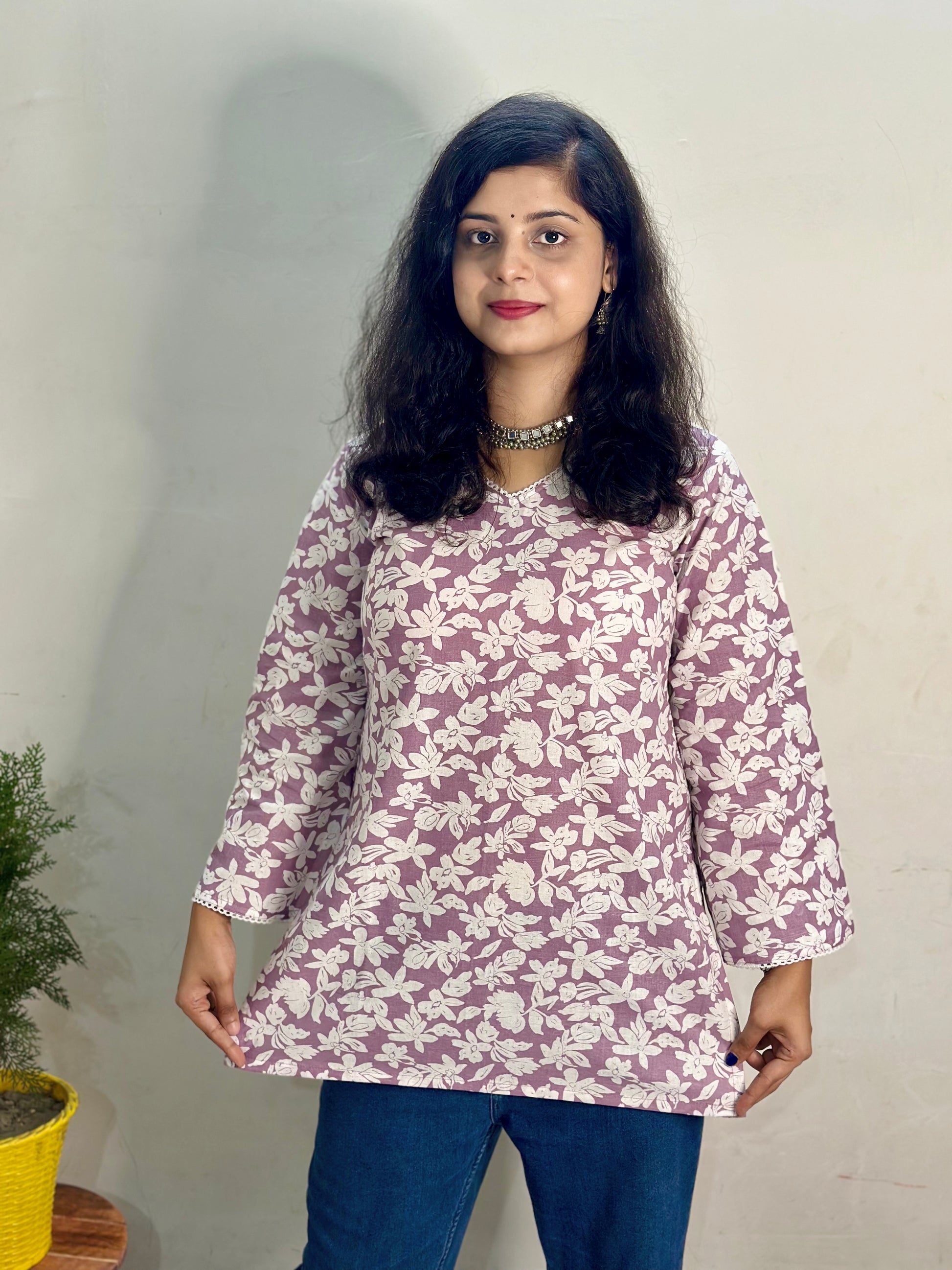 Charming Lavender Floral Kurti