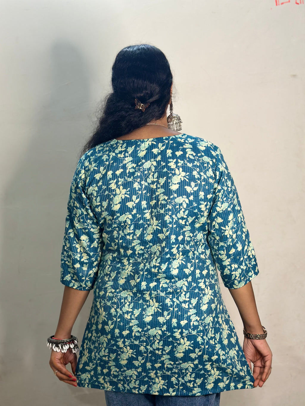 Short Kurti Floral print (Blue colour)