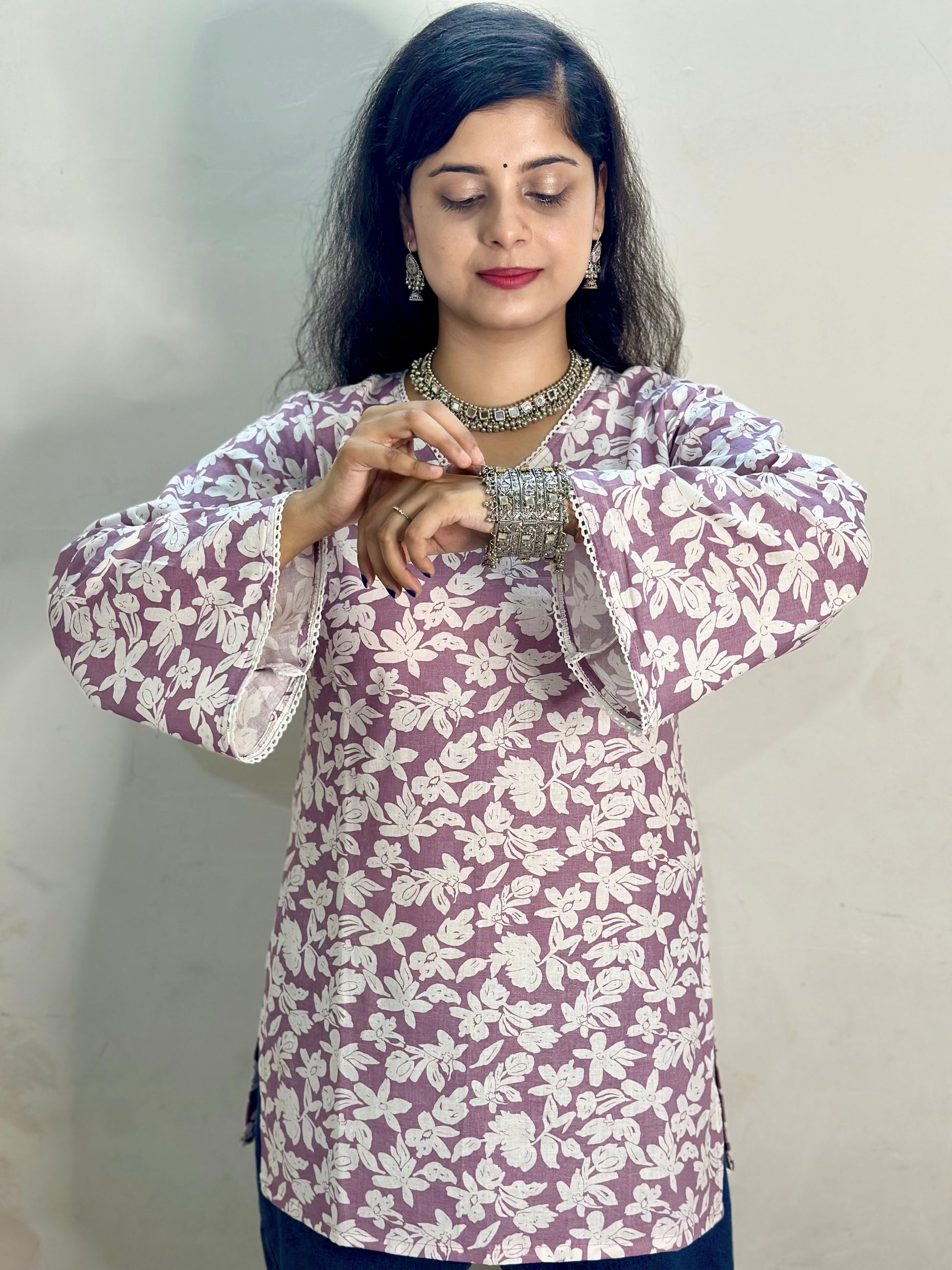 Charming Lavender Floral Kurti
