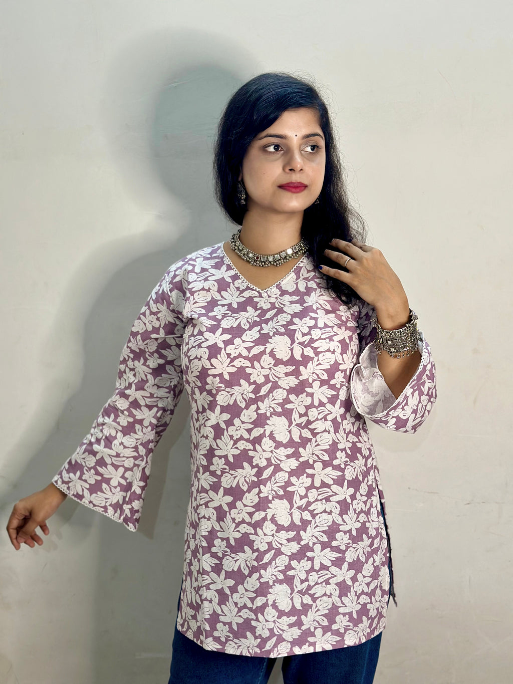 Charming Lavender Floral Kurti