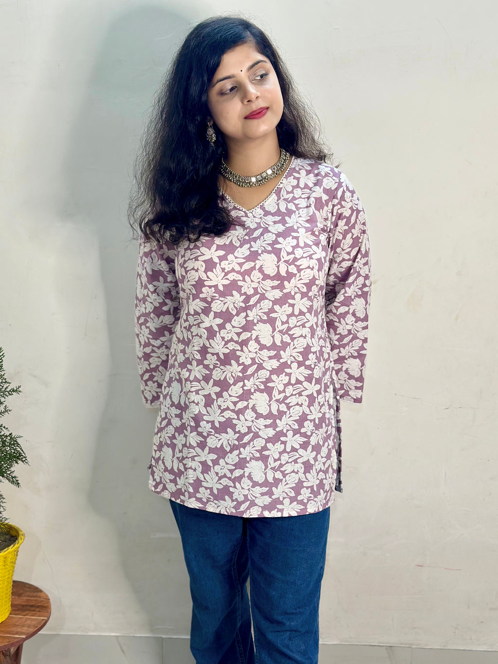 Charming Lavender Floral Kurti