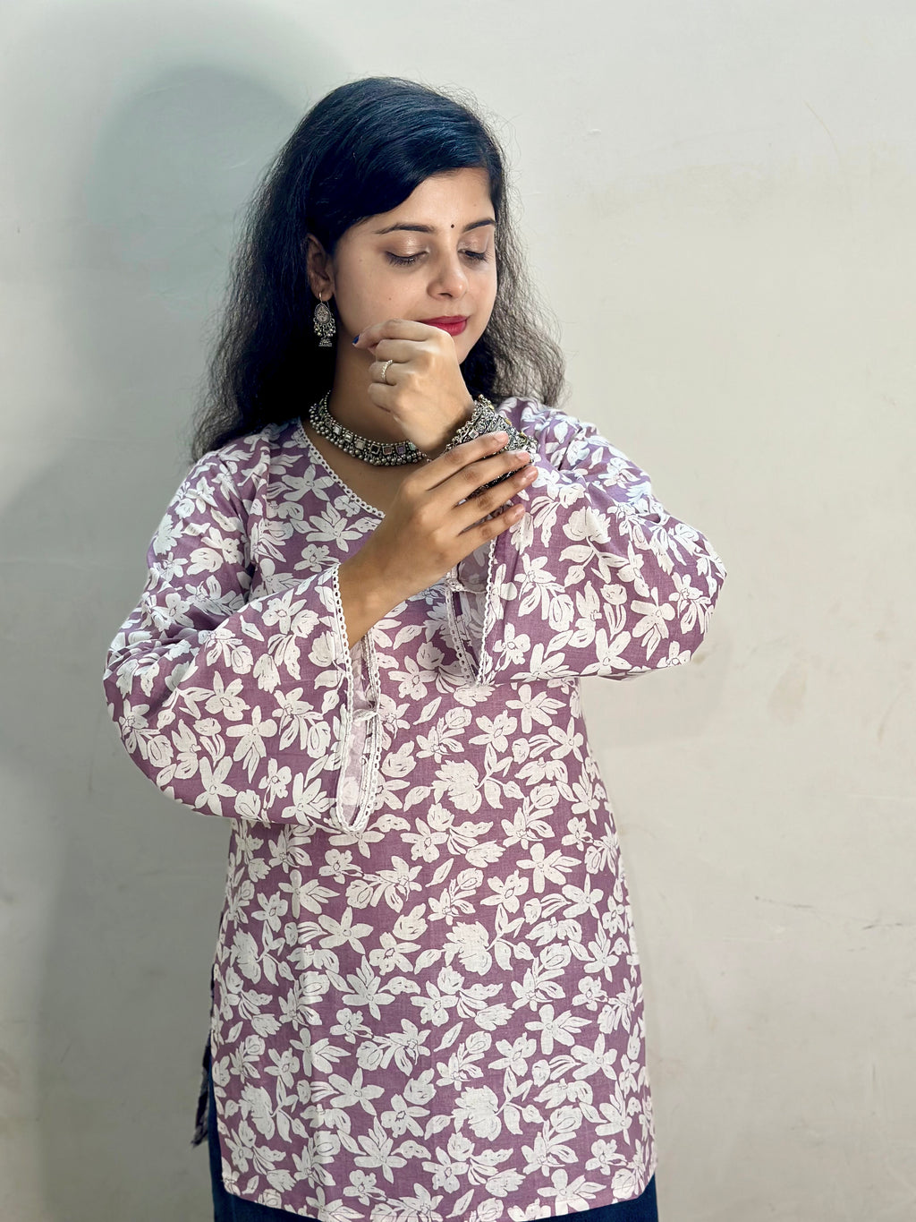Charming Lavender Floral Kurti