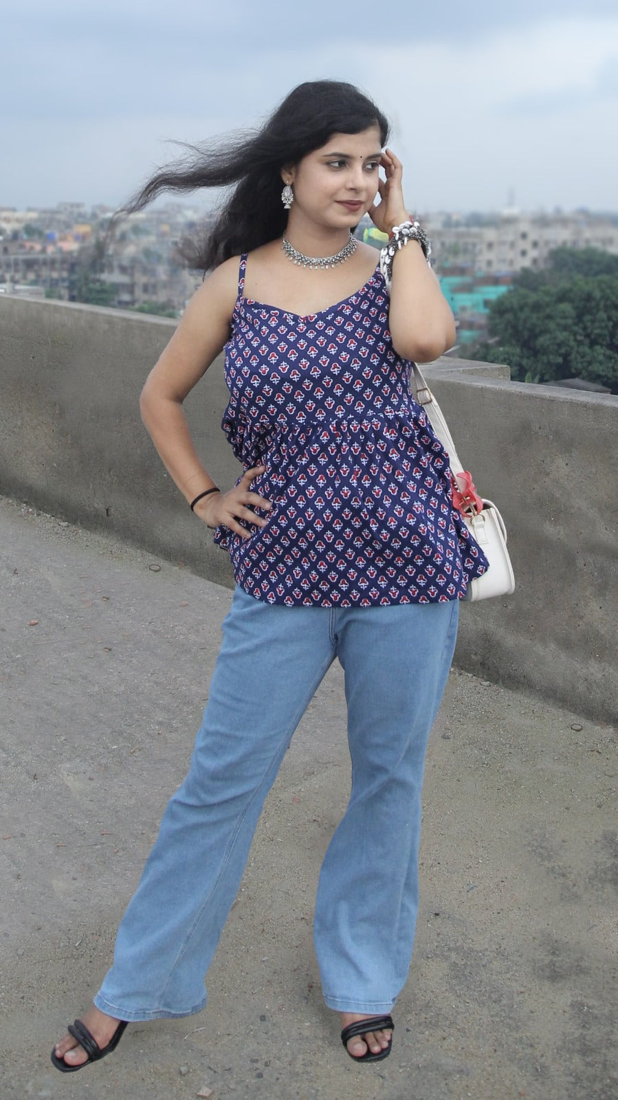 Pankh(navy blue Straps short kurti)