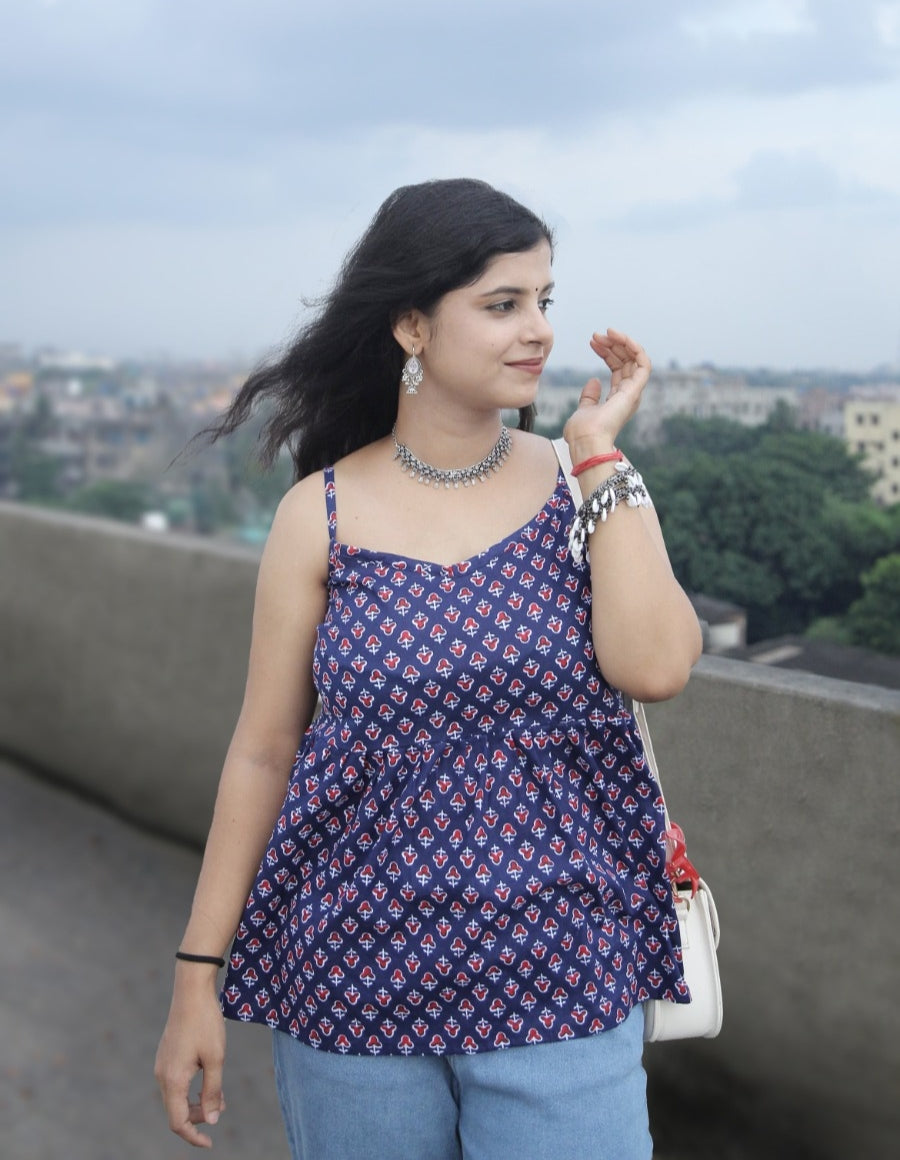 Pankh(navy blue Straps short kurti)