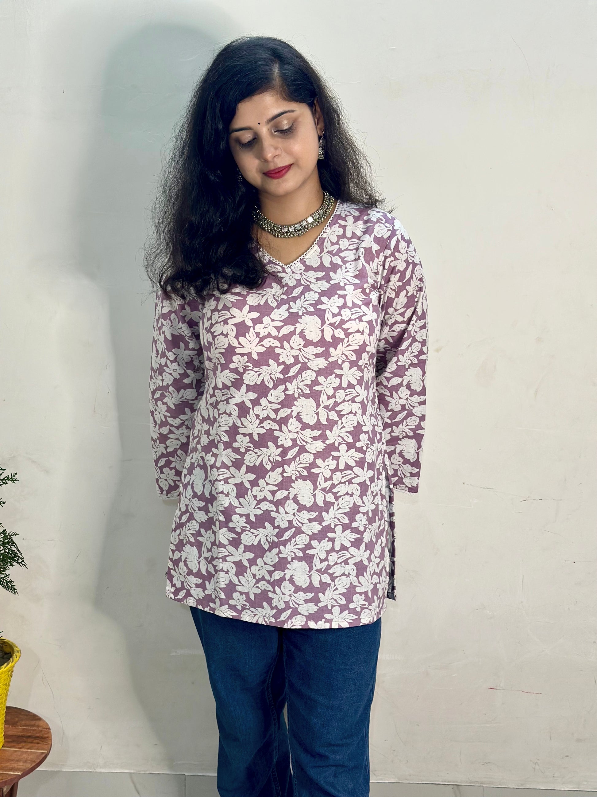 Charming Lavender Floral Kurti