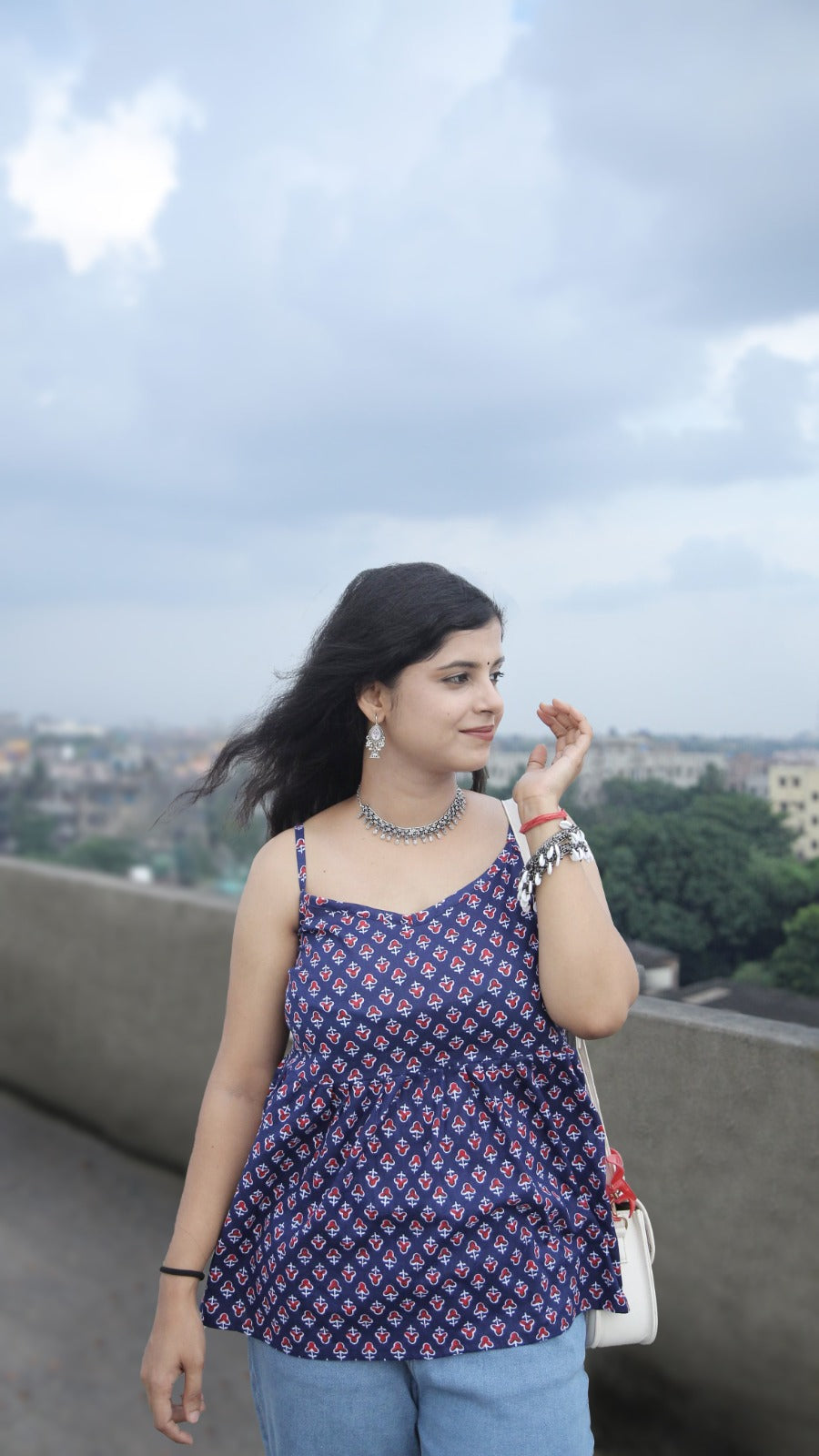 Pankh(navy blue Straps short kurti)