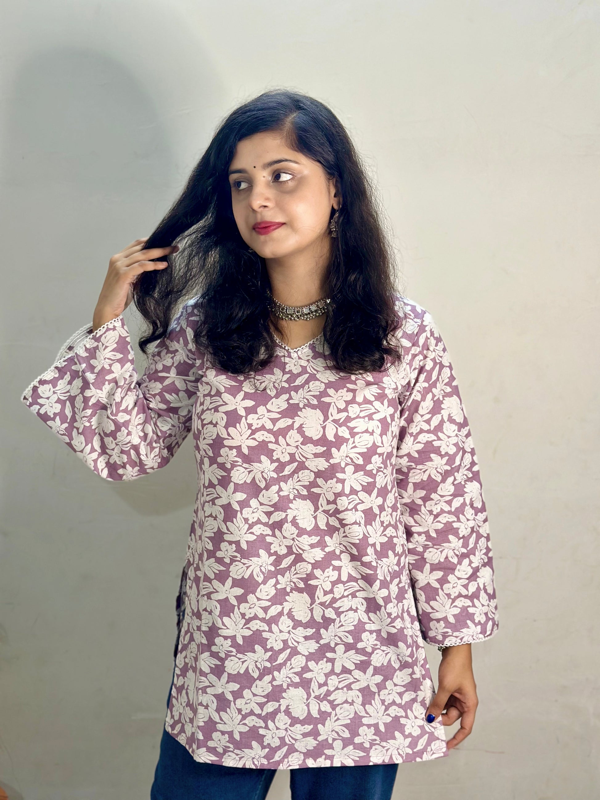 Charming Lavender Floral Kurti