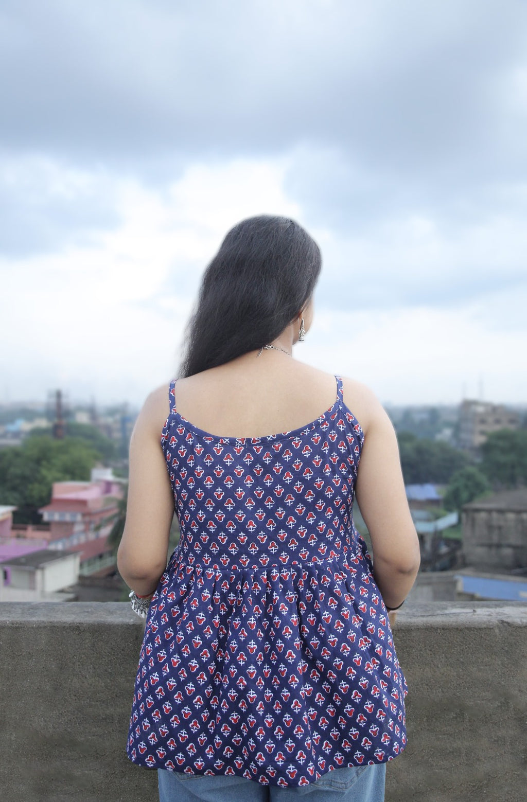 Pankh(navy blue Straps short kurti)