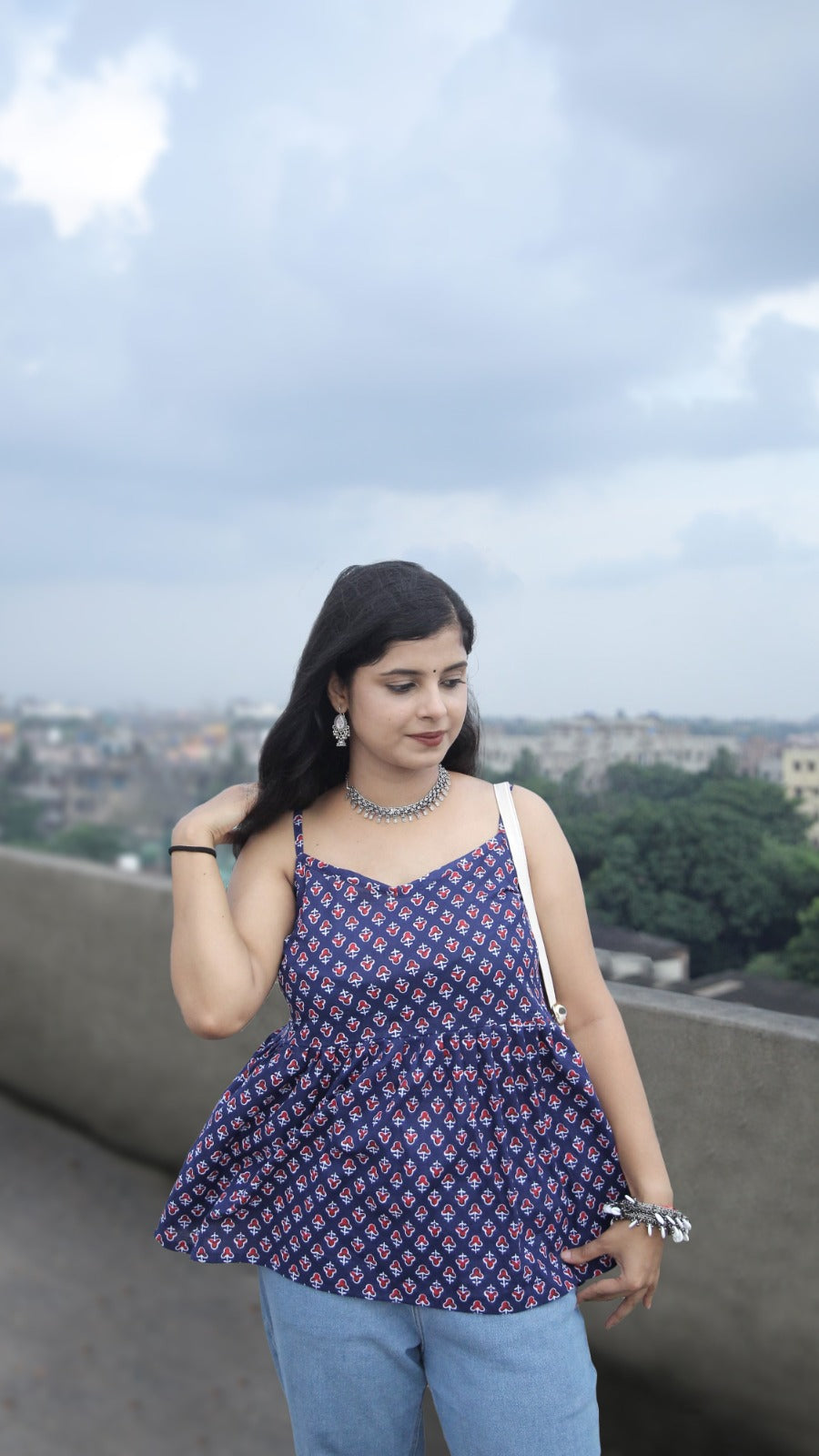 Pankh(navy blue Straps short kurti)